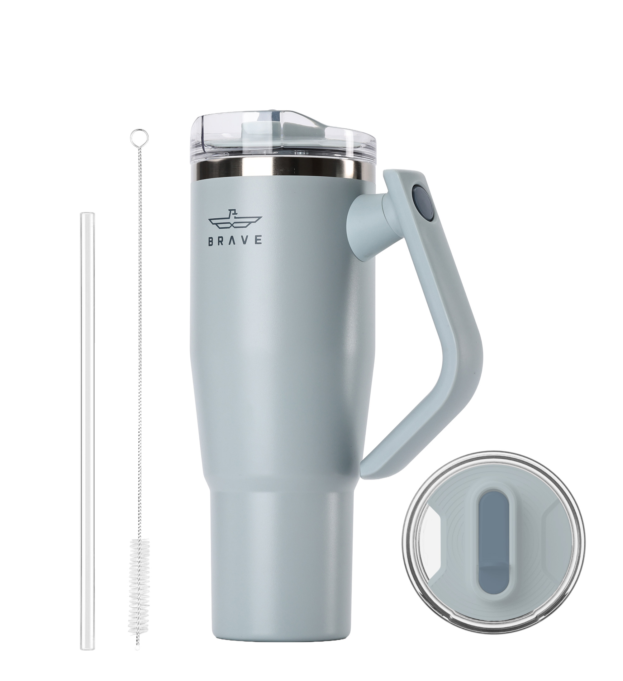 Brave Temp Guard Vacuum Insulated Travel Mug – 180° Rotating Handle, 24H Cold & 12H Hot Retention, Leak-Proof Lid, 1200ml - Turquoise