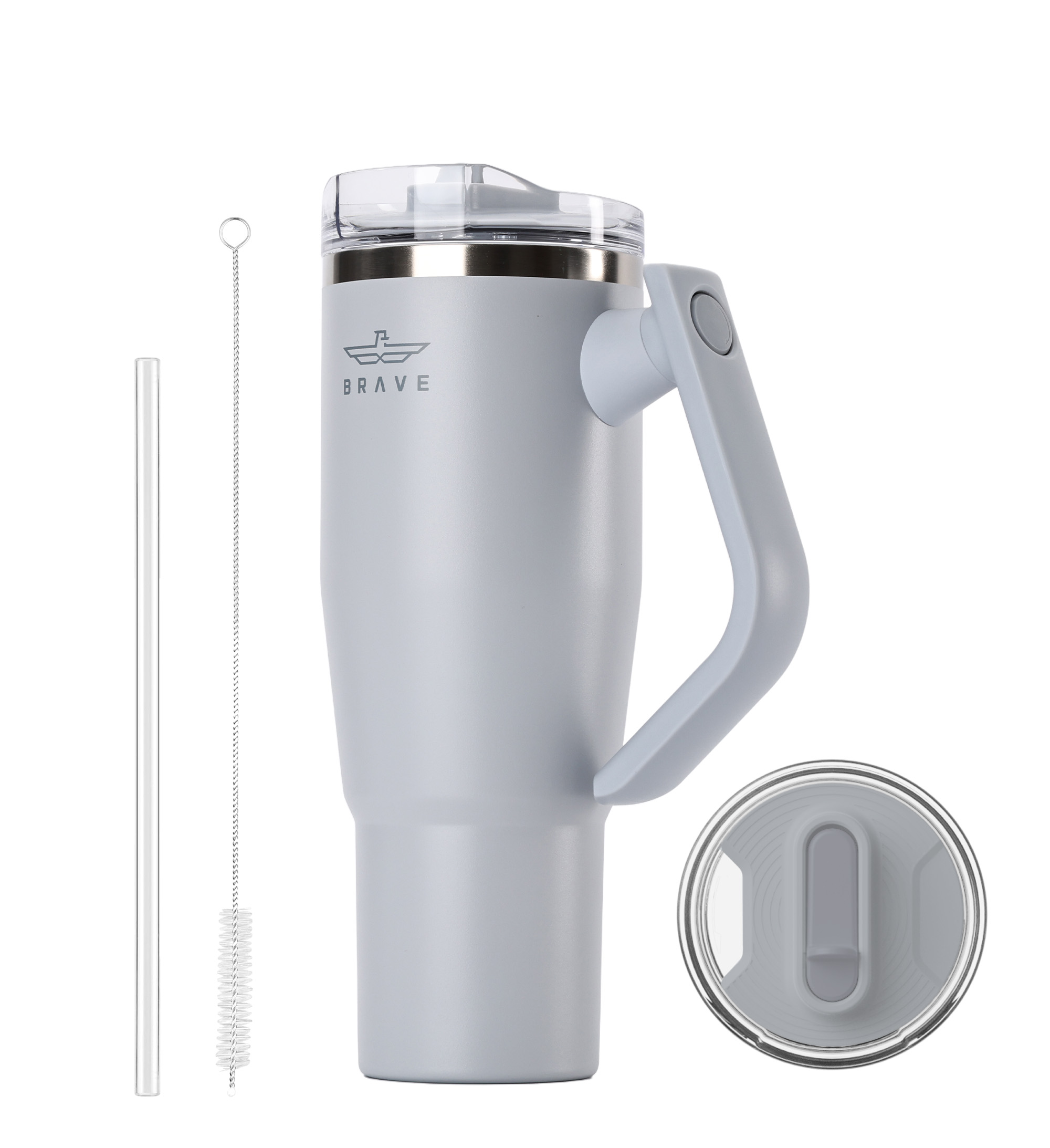 Brave Temp Guard Vacuum Insulated Travel Mug – 180° Rotating Handle, 24H Cold & 12H Hot Retention, Leak-Proof Lid, 1200ml - Antique Lilac