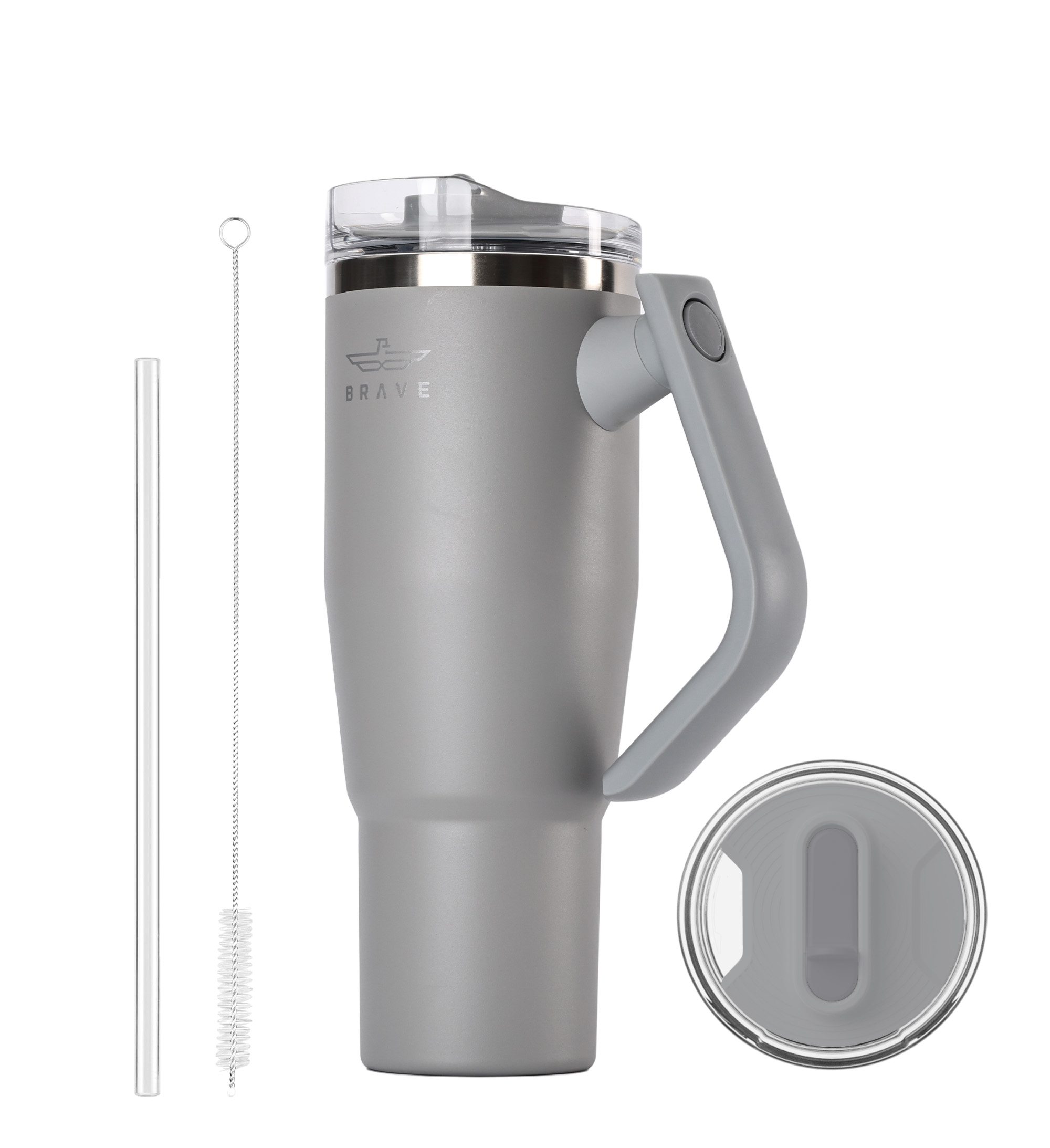 Brave Temp Guard Vacuum Insulated Travel Mug – 180° Rotating Handle, 24H Cold & 12H Hot Retention, Leak-Proof Lid, 1200ml - Dark Grey