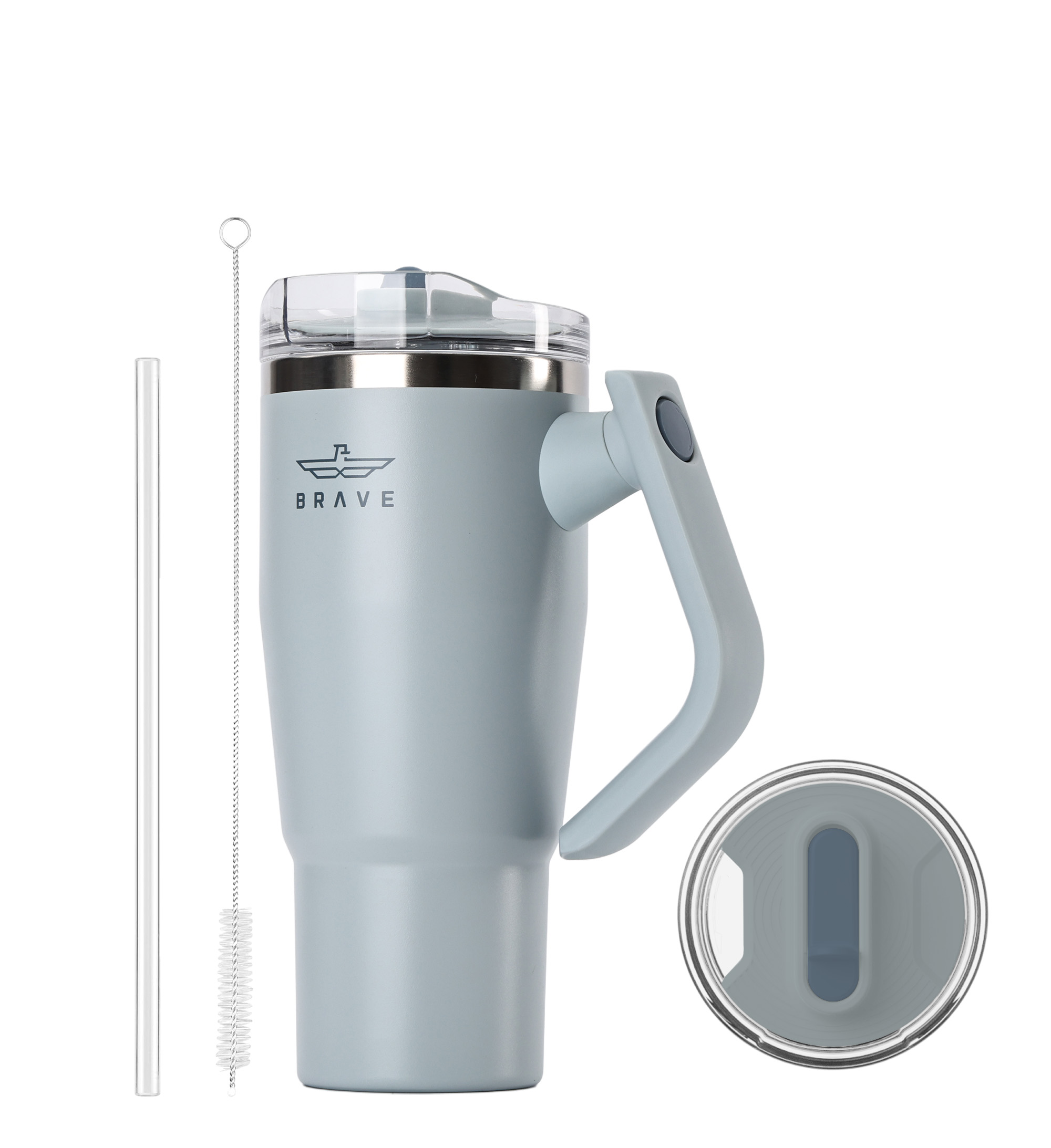 Brave Temp Guard Vacuum Insulated Travel Mug – 180° Rotating Handle, 24H Cold & 12H Hot Retention, Leak-Proof Lid, 950ml - Turquoise