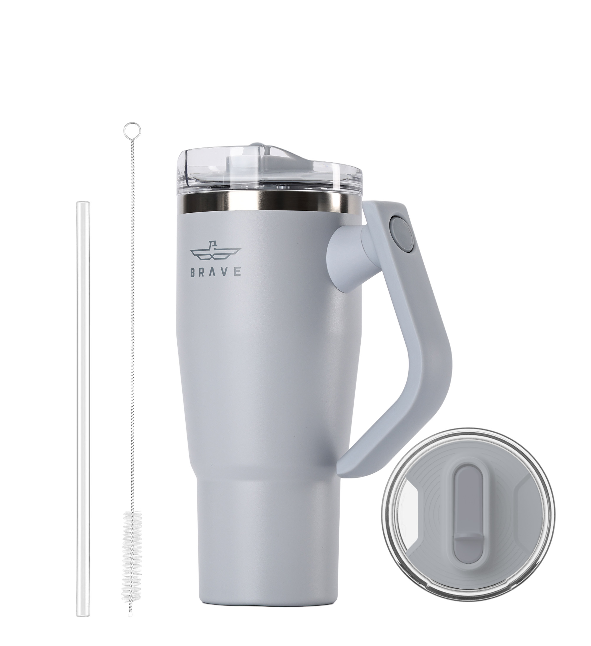 Brave Temp Guard Vacuum Insulated Travel Mug – 180° Rotating Handle, 24H Cold & 12H Hot Retention, Leak-Proof Lid, 950ml - Antique Lilac