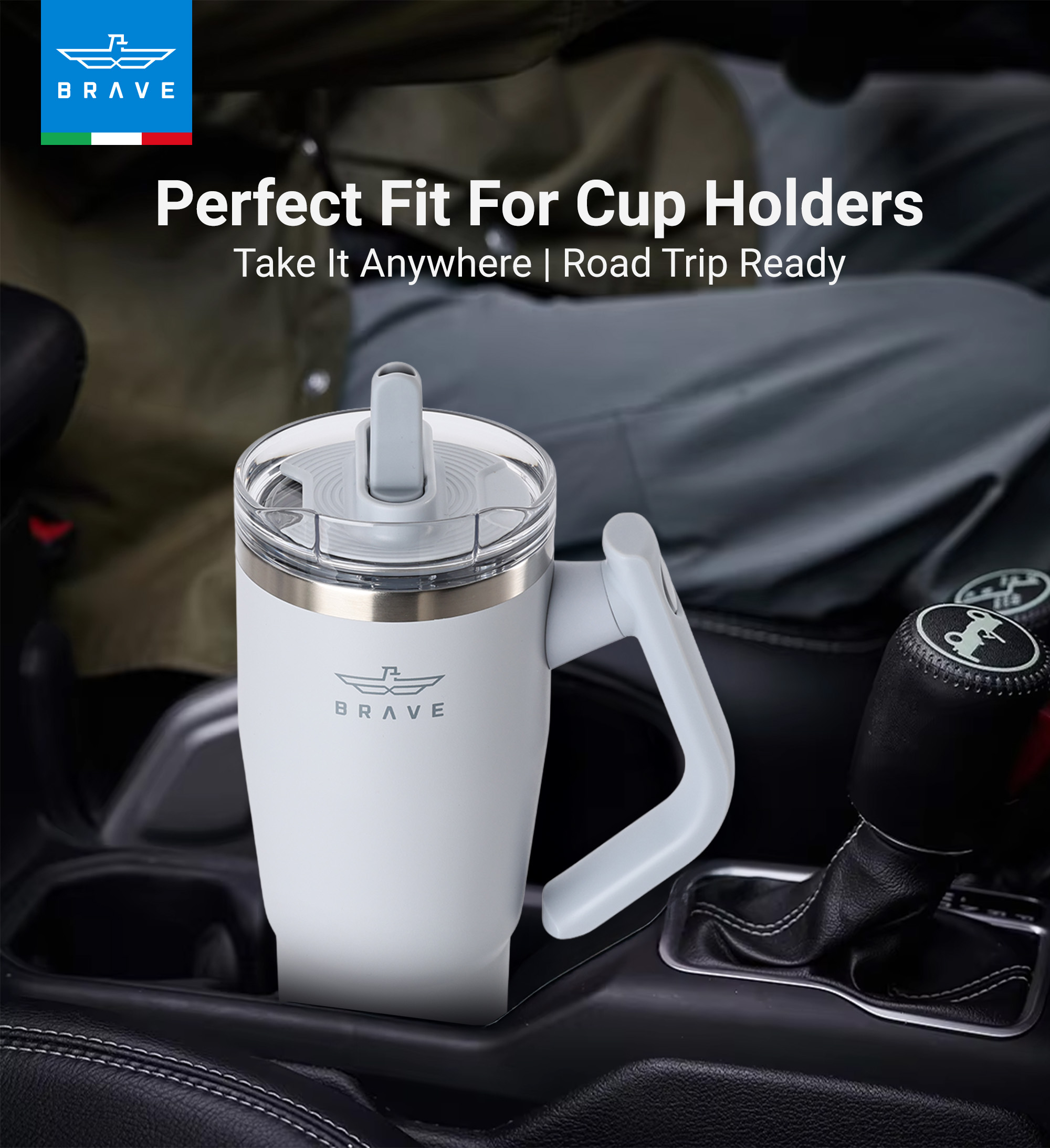 Brave Temp Guard Vacuum Insulated Travel Mug – 180° Rotating Handle, 24H Cold & 12H Hot Retention, Leak-Proof Lid, 950ml - Antique Lilac