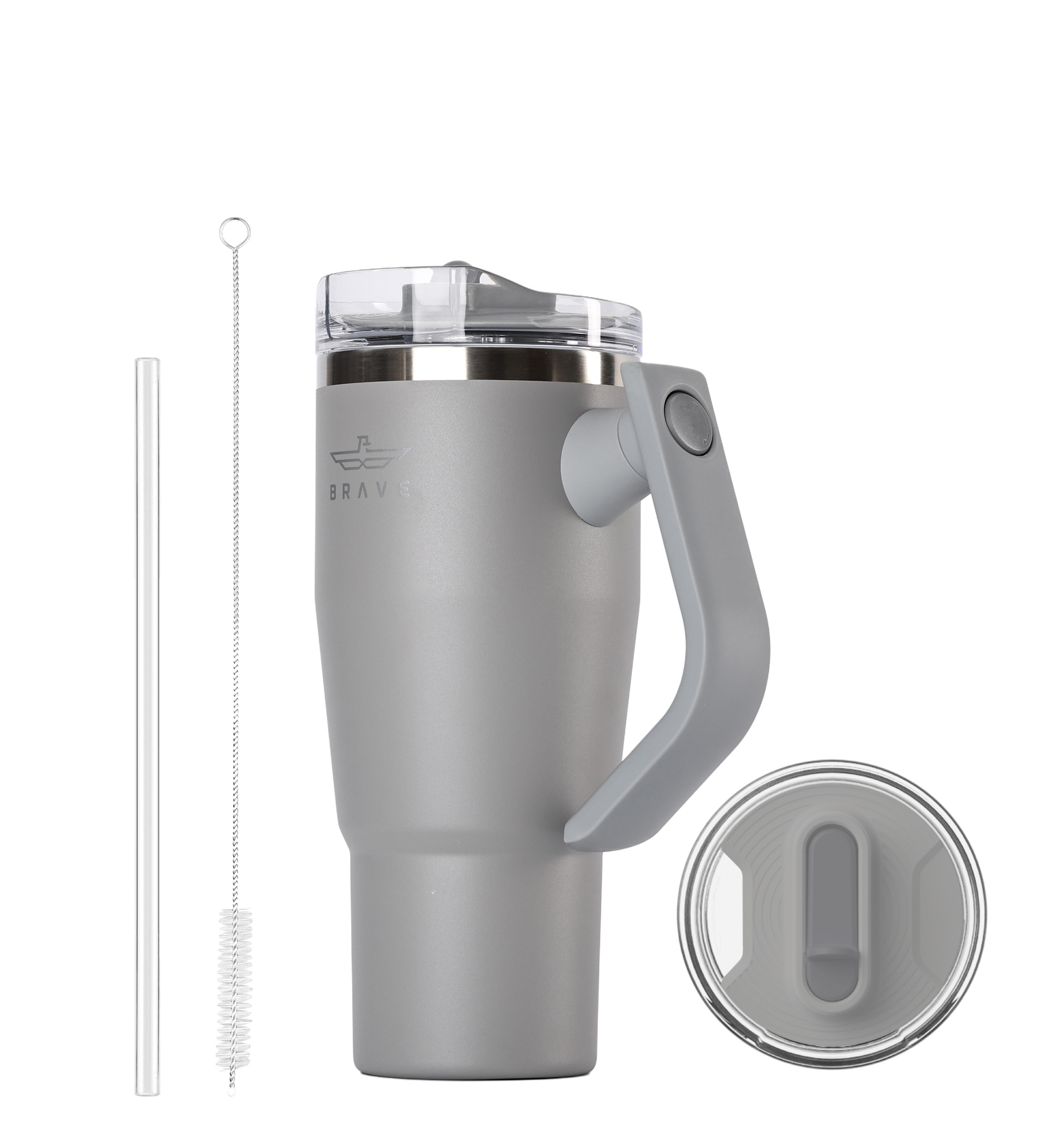 Brave Temp Guard Vacuum Insulated Travel Mug – 180° Rotating Handle, 24H Cold & 12H Hot Retention, Leak-Proof Lid, 950ml - Dark Grey