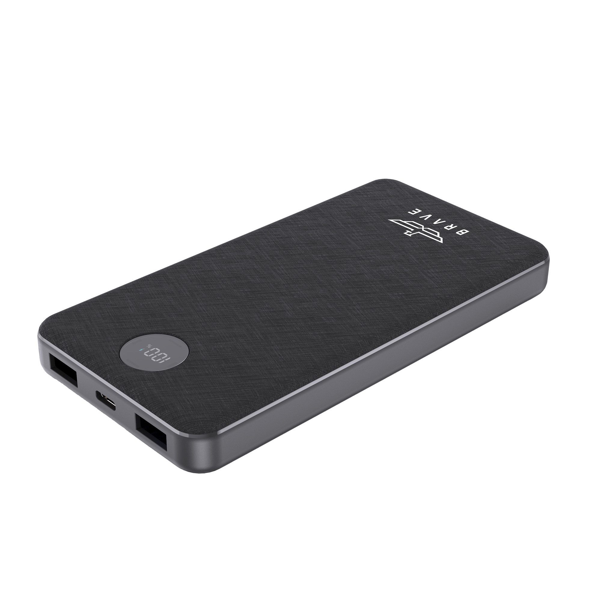 BRAVE 10000mAh Slim Power Bank 22.5W Fast Charging | PD3.0 & QC3.0 | Type-C + Dual USB-A Ports, LED Display BP-21 - Black