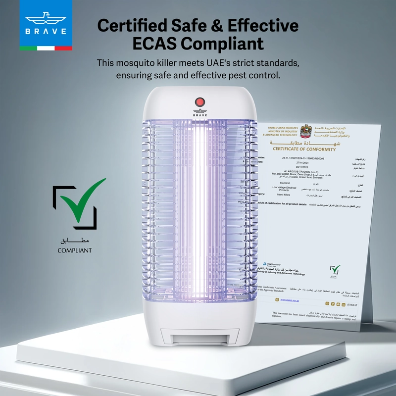 BRAVE Mosquito Killer10W UV-A Bug Zapper, Indoor/Outdoor Insect Control for Home, Patio, Restaurant (White)