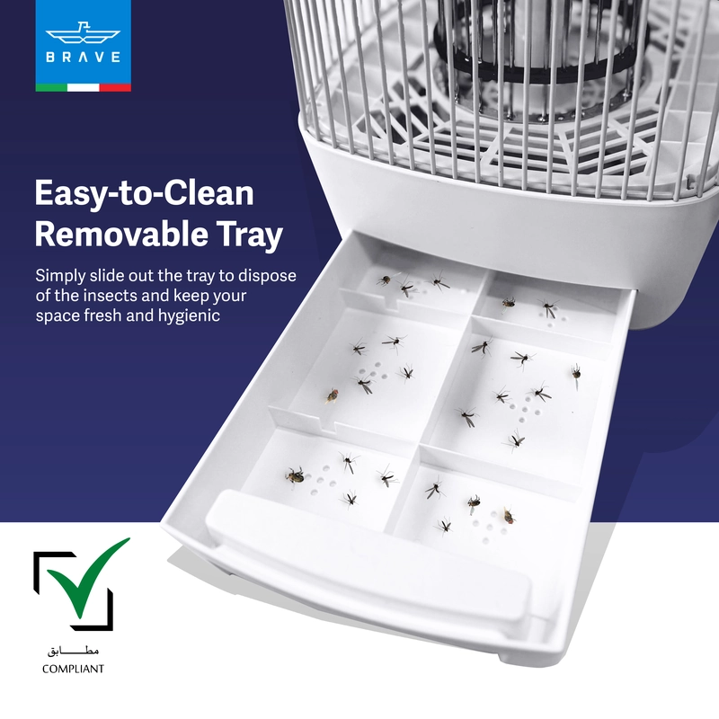 BRAVE Electric Mosquito Killer Bug Zapper with 15W UV Lamp, Powerful Indoor & Outdoor Insect Trap, Quiet, Safe, and Effective for Home, Kitchen, Patio, and Commercial Use - White