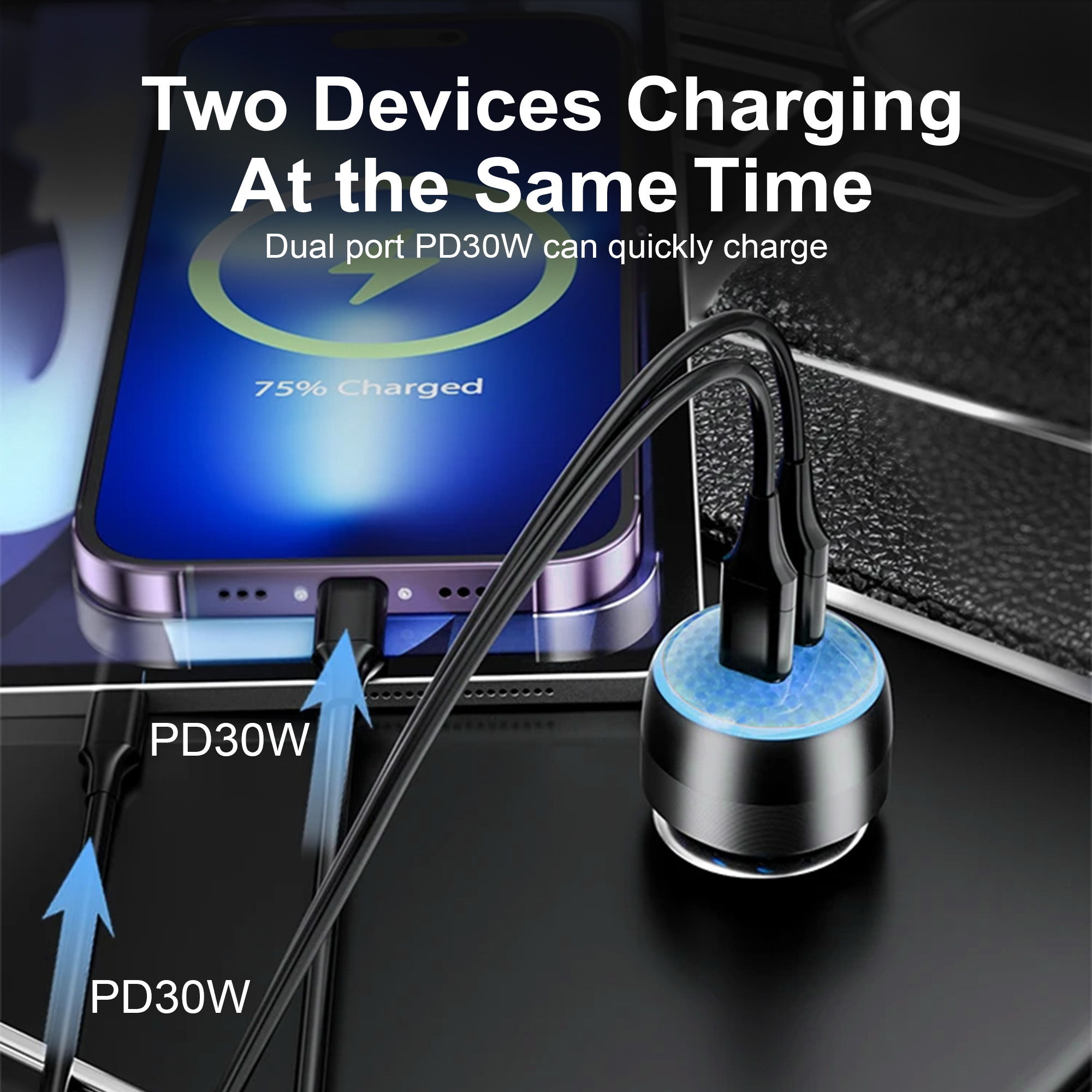 BRAVE BCC-24 60W Dual USB-C Car Charger with 100W USB-C Cable