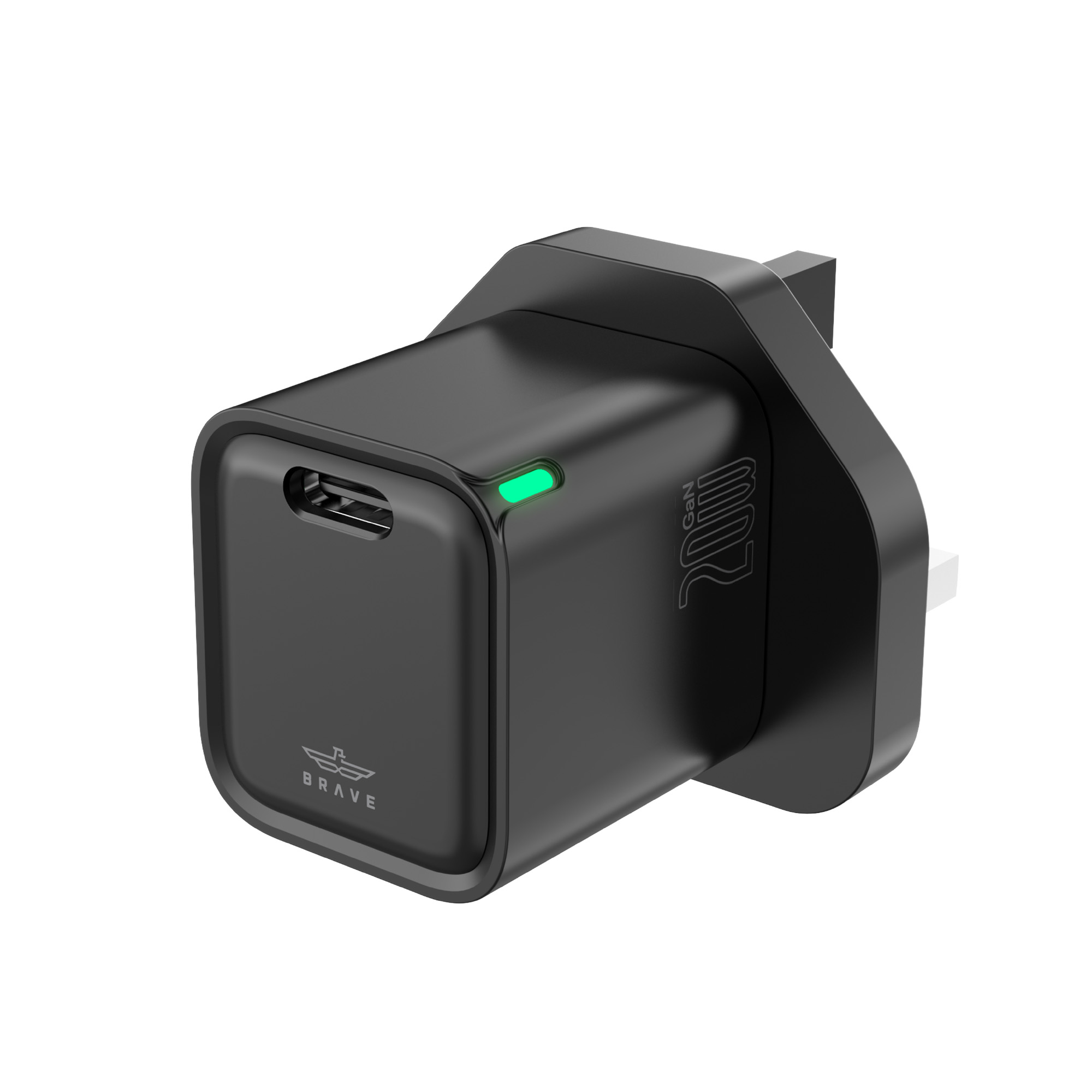 BRAVE BTC-28B 20W USB-C Fast Wall Charger – GaN Technology, PD 3.0 & QC 3.0 - Black