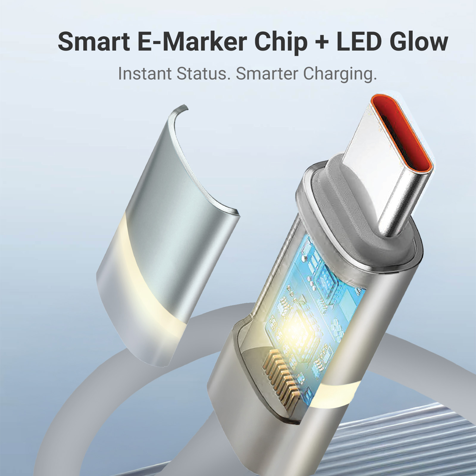 BRAVE BDC-51 FlexCharge Pro 60W Type-C to Type-C Cable Fast Charging - Grey