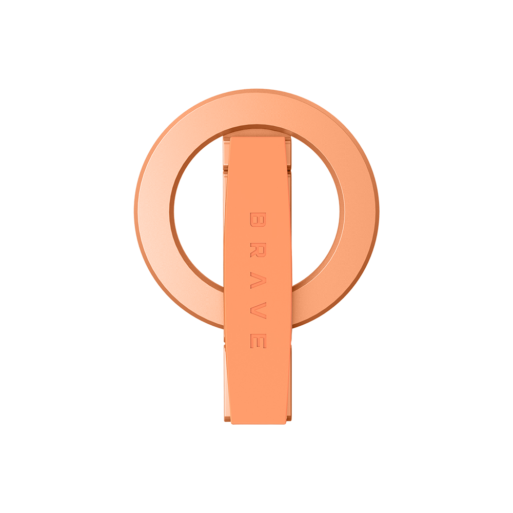 BRAVE MagLoop 360° Rotatable Magnetic Phone Grip & Kickstand, MagSafe Compatible, Adjustable Stand for iPhone & Android - Cosmic Orange