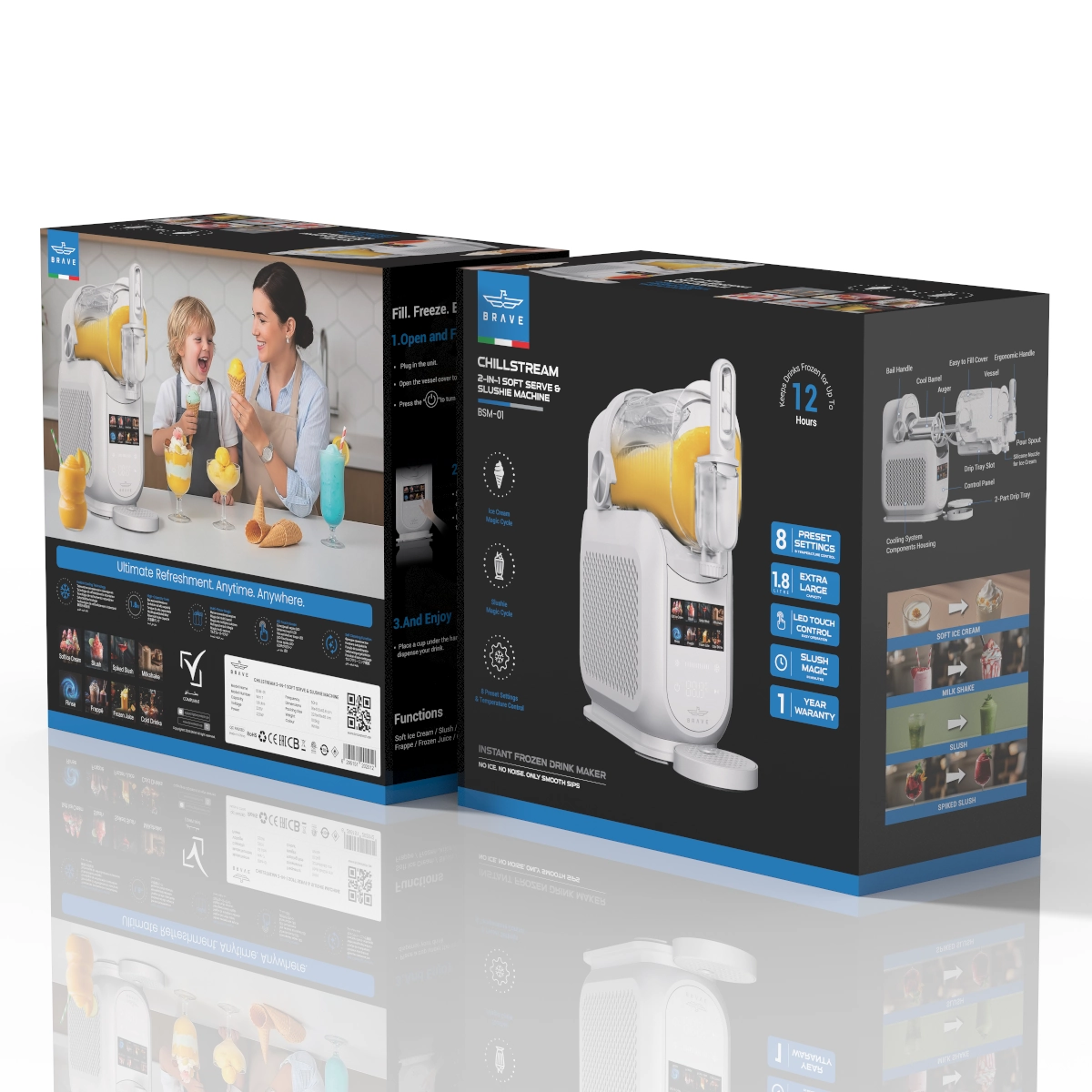 BRAVE ChillStream 1.8L Soft Serve Ice Cream & Slushie Machine - White