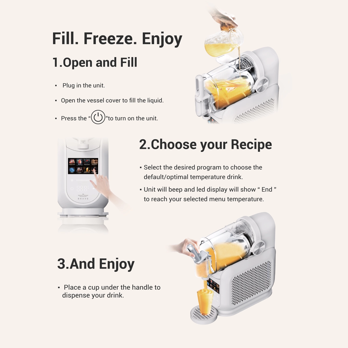 BRAVE ChillStream 1.8L Soft Serve Ice Cream & Slushie Machine - White