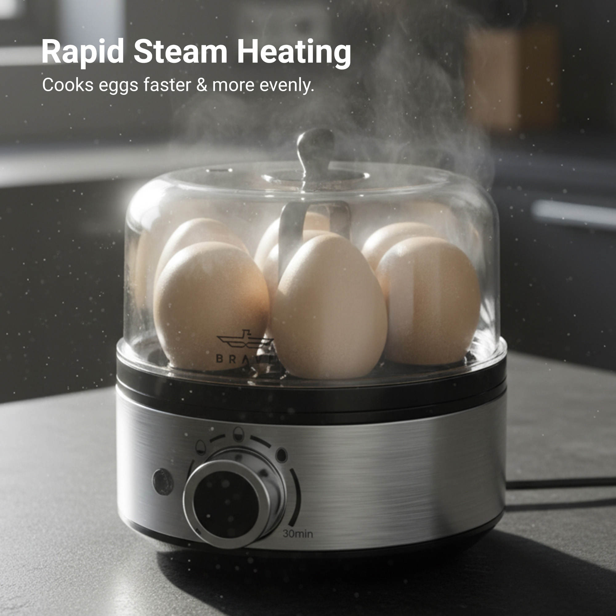 BRAVE Smart Electric Egg Cooker & Boiler - Grey