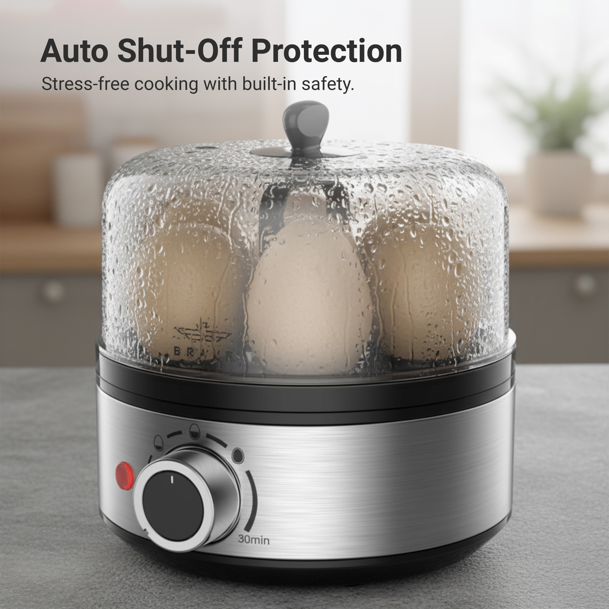 BRAVE Smart Electric Egg Cooker & Boiler - Grey