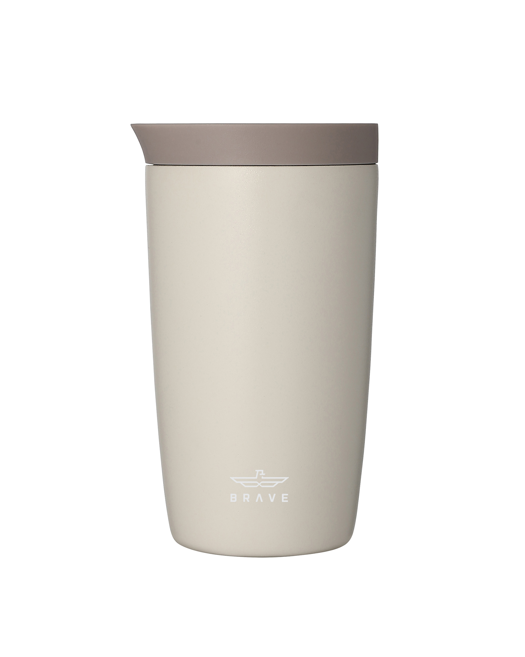 Brave TempGuard Travel Mug 350ml Stainless Steel Insulated Coffee Cup, Leak Proof Push Button Lid, Hot & Cold Tumbler -  Beige