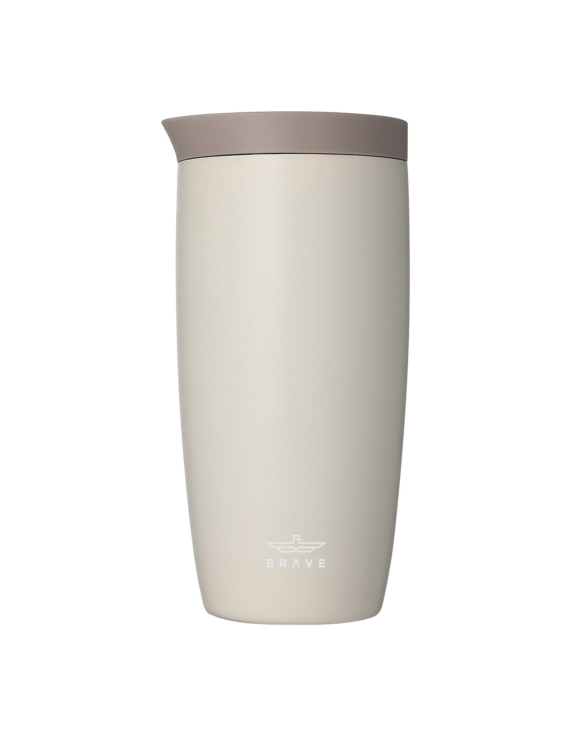 Brave TempGuard Travel Mug 500ml Stainless Steel Insulated Coffee Cup, Leak Proof Push Button Lid, Hot & Cold Tumbler - Beige