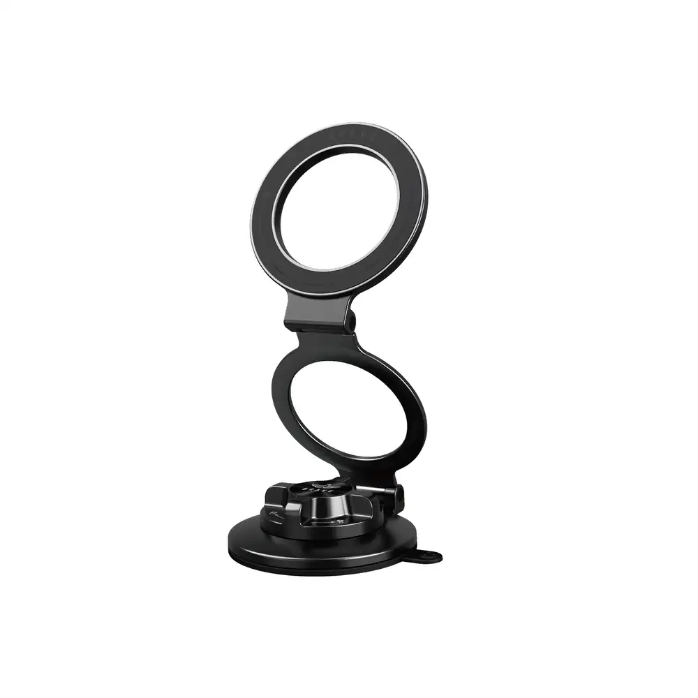 BRAVE BHL-62 Magnetic Vacuum Suction Car Mount, MagSafe Dashboard & Windshield Phone Holder, 360° Foldable Stand - Black