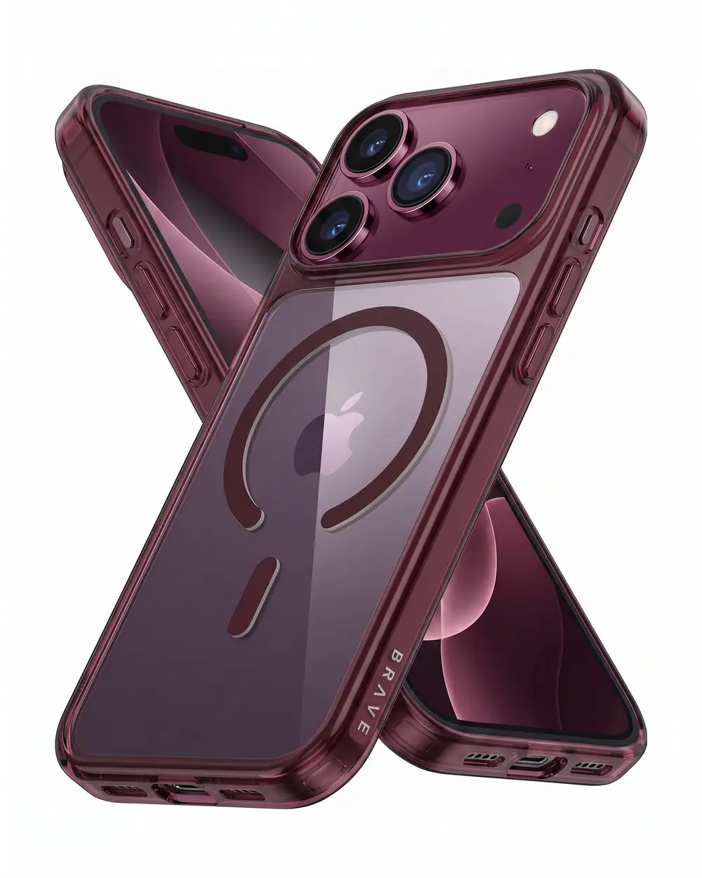 BRAVE Magnetic Case for iPhone 18 Pro, 15ft Military-Grade Drop Protection, MagSafe, Anti-Scratch, Anti-Yellowing - Burgundy