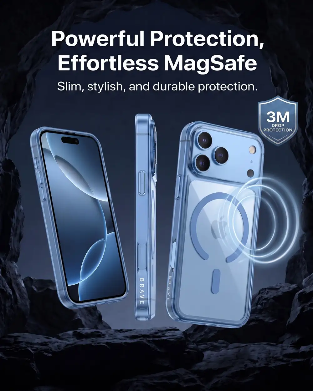 BRAVE Guard iPhone 18 Pro Protective Case with MagSafe, 15ft Military-Grade Drop Protection, Anti-Scratch, Anti-Yellowing - Blue