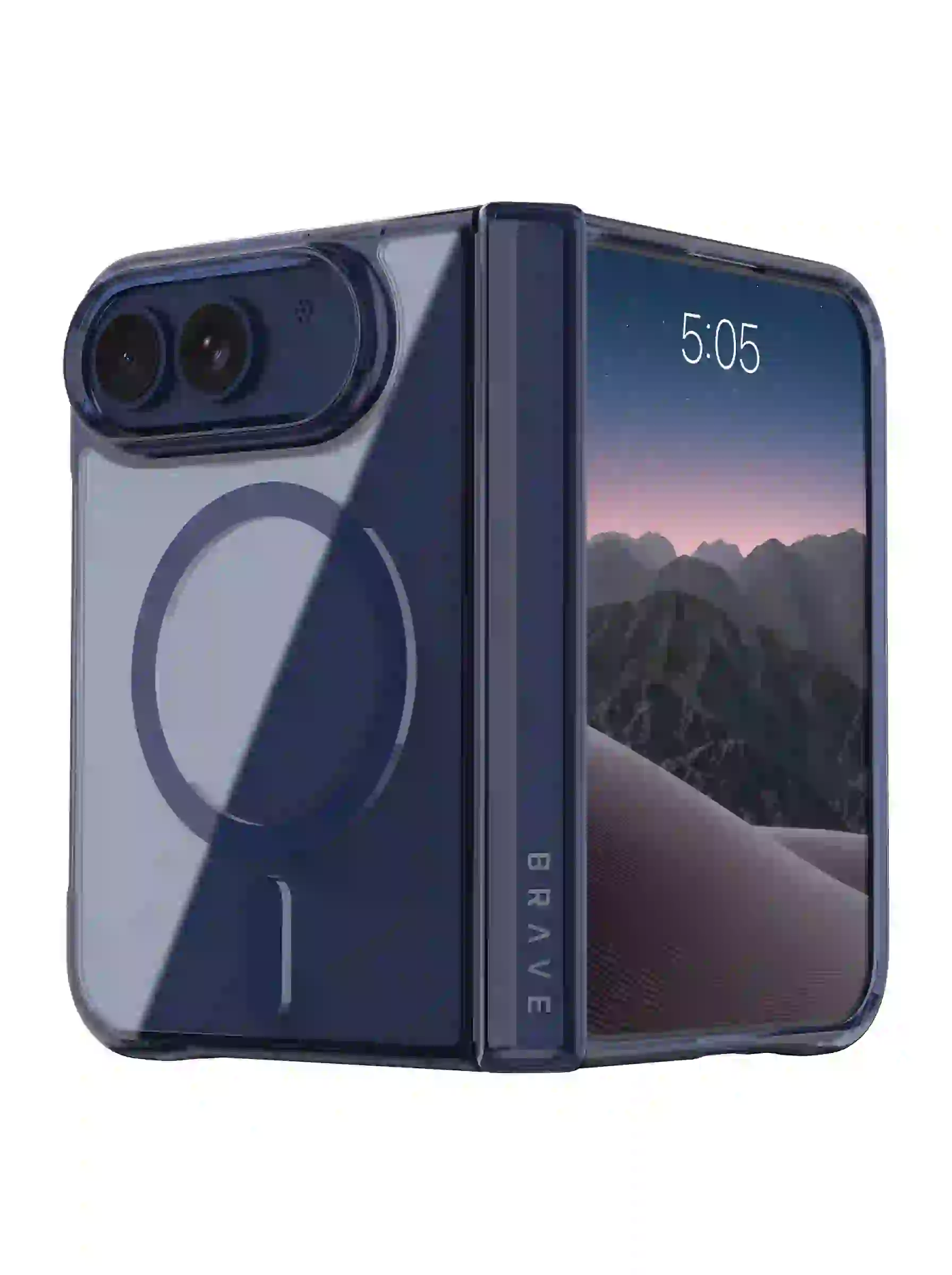 BRAVE GUARD iPhone Duo Magnetic Case, MagSafe Compatible, 15FT Drop Protection, Anti-Yellowing, Shockproof Foldable Cover - Blue