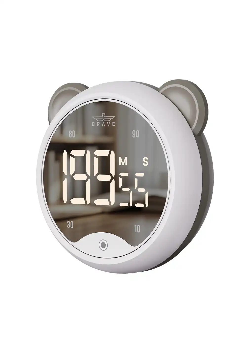 BRAVE BCT-01 Digital Kitchen Timer & Stopwatch, Magnetic Rotary Countdown Timer, LED Display, 4 Presets, 3 Volume Levels - White
